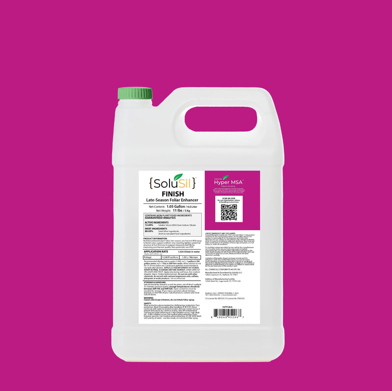 SoluSil® FINISH - mMSA Late Season Foliar Enhancer 1 Gallon / 4 Liter (2 Pack 2G/8L) 20 Acre/ 8 Ha